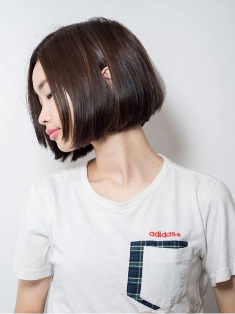 【keep　hair　design】黒髪ボブ×前髪なし【by三橋】