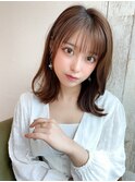 グレージュカラー/ボブウルフ/黒髪/ココアベージュ/韓国ヘア