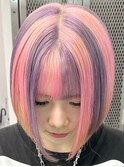 pink purple stripe design [新宿駅/美髪/ピンクブラウン]