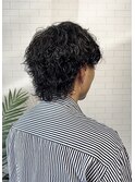 波巻きツイストスパイラルパーマツーブロックマッシュウルフ