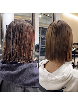 メゾンアクア 表参道(Maison ACQUA) ブリーチ縮毛矯正/韓国ボブ/ボブ/ミディアム/切りっぱなし