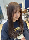 大人かわいいレイヤーロングストレートワンカールブラウン