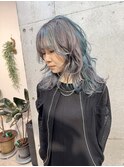 シルバーカラー/ターコイズブルー/ブロックカラー/デザイン