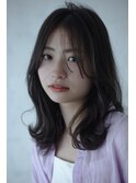 レイヤーロブ顔周りデザインアッシュブラウンヘアカラー【川越】