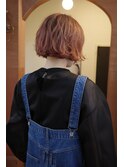 ミニボブ切りっぱなしボブピンクベージュケアブリーチ髪質改善