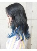 地毛を活かしたグラデーションカラーブルー