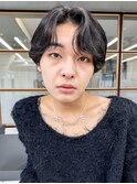 大人男性ナチュラルパーマビジカジ清潔感アッシュブラック