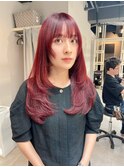 ブリーチなしダブルカラー チェリーレッド カラー TOMOKI
