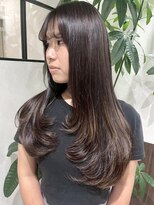 ベルヘアーデザイン 堺東(Belle hair Design)&nbsp;韓国風顔周りレイヤーカットオリーブグレージュ堺東20代30代40代