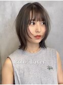 ベルボブ切りっぱなし小顔カット外ハネボブルフミニウルフ
