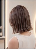 【透け感ショコラグレージュ】大人可愛い切りっぱなしボブ