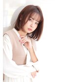 大人かわいい前髪軽めマロンベージュボブ☆