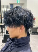 ハイライトメンズ波巻きスパイラルパーマサーフスタイルウルフ