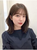 小顔ボブ顔周りレイヤーミルクティーベージュブリーチなし