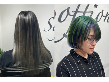 ソッフィオーネ(Soffione)の写真/【ケアブリーチ使用☆】人気のインナーカラーやハイライトまで！ダメージは最小限☆色持ちもツヤ感も◎