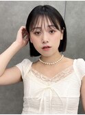 イメチェン外ハネボブ美髪ワイドバングミディアム縮毛矯正ボブ