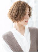 小顔前下がり外国人風ことりベージュ丸みボブh4越谷20代30代40代