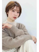 ムウ 難波(MOU)&nbsp;クールショートボブ前髪イメチェンピンクベージュ30代40代50代