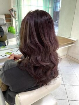 ミューズ 新小岩店(HAIR&NAIL MUSE) 透明感ハイライトダークラベンダーアッシュパープルゆるふわ巻き