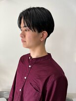 メンズカット ナチュラル センターパート 黒髪 マッシュ