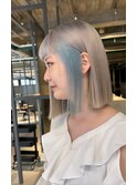 白髪ぼかしバレイヤージュ肩上ボブ