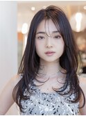 20代30代大人かわいい小顔くびれレイヤーカット黒髪前髪韓国風