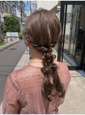 ★お呼ばれパーティーセット編みおろしツインピンクブラウン★