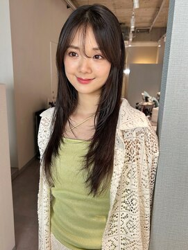 アム(amu) ロングレイヤー/フレンチバング/艶髪ストレート/美髪矯正