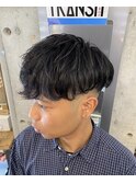 アイロンでセット風クセ毛スパイラルパーマ【下北沢/メンズ】