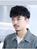 ツイストパーマ七三オールバックマッシュウルフスリークショート