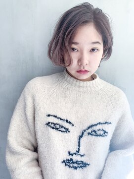 アルバム 銀座(ALBUM GINZA) ナチュラルボブ_ウェーブパーマフォギーベージュ耳かけ_67302