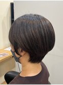 耳掛けショート×アッシュグレー