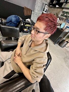 十角髪 メンズショート × プラムピンク