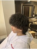 ツイストスパイラルパーマ　ウルフ　メンズカット　メンズパーマ