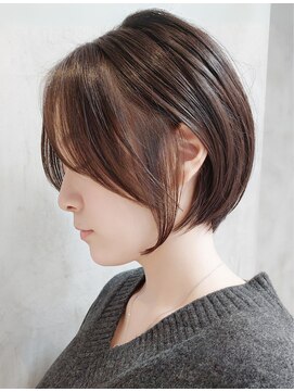 ソワネ 表参道(soigne) 表参道大人ショートボブ白髪ぼかしハイライト顔周りレイヤー40代