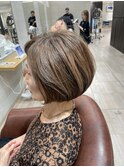 【久留米】 白髪ぼかし/前髪カット/ショートボブ