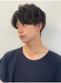 センターパートニュアンスパーマスパイラルパーマメンズパーマ