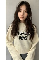 レイヤーロング韓国ヘアグレーベージュアッシュブラウン