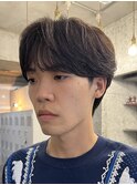大人ナチュラルセンターパートツーブロックニュアンスパーマ緩め