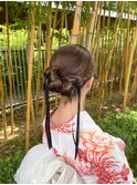 浴衣ヘア　タイトツイン　シニヨン