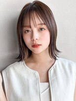 リヤン 表参道(lyann)&nbsp;イメチェン薄めバング似合わせカットアプリコットオレンジ