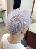 スパイキーショート短髪ホワイトカラーツイストパーマfifth原宿