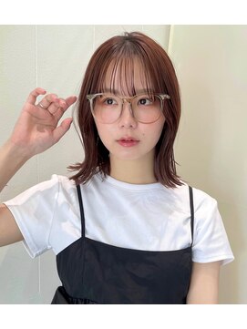 オーク 学芸大学(OAK) 外ハネくびれボブ ロブ 束感前髪 シースルーバングベージュ