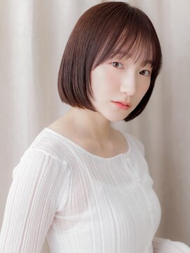 カバーヘア ブリス 志木南口駅前店(COVER HAIR bliss) ココアグレージュ切りっぱなし美髪ぱっつんボブY志木20代30代