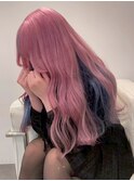 18437ラベンダーダークパープルセミロングレイヤーワンホンヘア