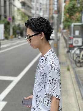 メリケンバーバーショップ フクオカ(MERICAN BARBERSHOP FUK) サマーフェードスパイラルパーマかきあげ