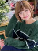 外国人風オリーブベージュ小顔前下がりボブc5川口10代20代30代