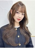 マロンベージュレイヤーくすみグレージュ韓国巻き前髪20代30代