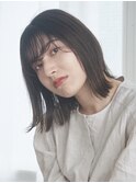 ブリーチなし/ブルーブラック/ワンレングス/ボブ/20代/前髪あり