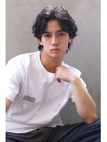 ブラン 梅田(Blanc) 【Blanc】センターパート_メンズ_波打ちパーマ_ウルフ